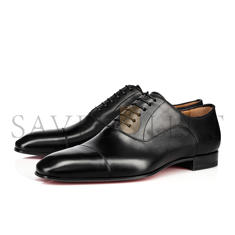 Ch**an louboutin greggolace up shoes patinated calf leather black men 1150376bk01